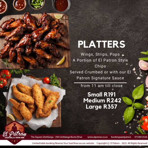 Wings, Strips and Pops Platter at El Patron